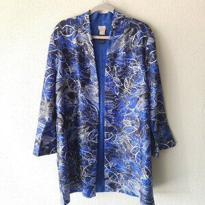 Chico's Size 3 reversible Jacket Duster Blue with Black and White print XL, 16